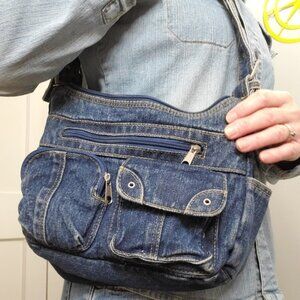 VTG Denim Purse Shoulder Bag Ladie's Rugged Jeans Thick Durable Carry Pockets
